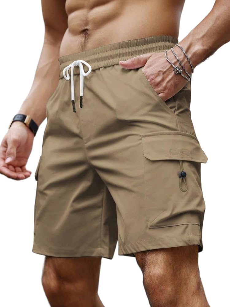RAISER Summer Men's Shorts Men Pocket Side Drawstring Waist